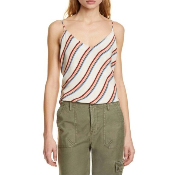 NWT Frame Classic Striped Silk Camisole S Stripe Clay Multi Sleeveless - Picture 12 of 12